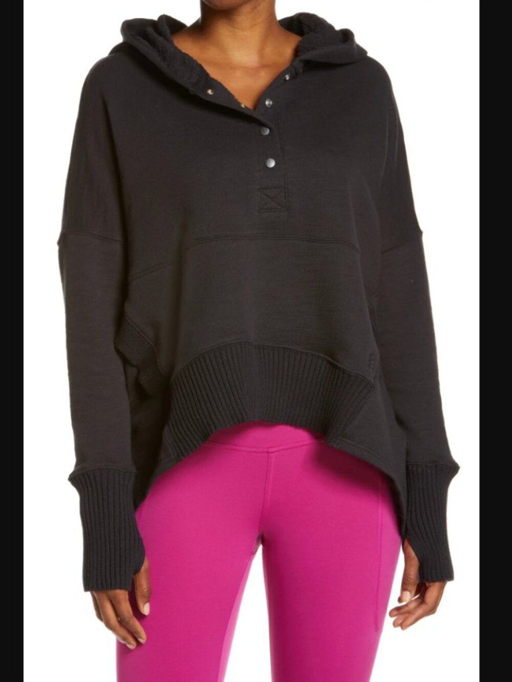 Free People FP Movement Solid Honey Dove Pullover in Washed Black Size Small
